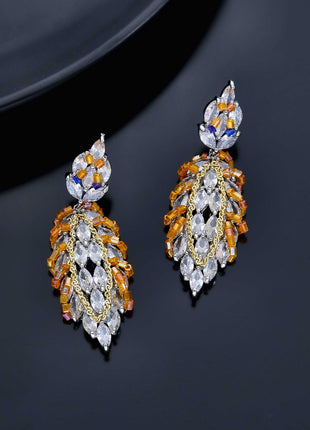 Stone-Studded Drop Earrings - ESKU301800259
