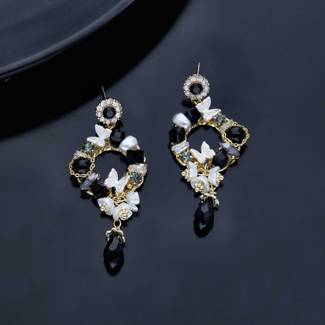 Beautiful Rhinestone Dangle Earrings - ESKU301800264