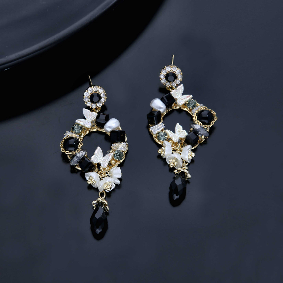Beautiful Rhinestone Dangle Earrings - ESKU301800264