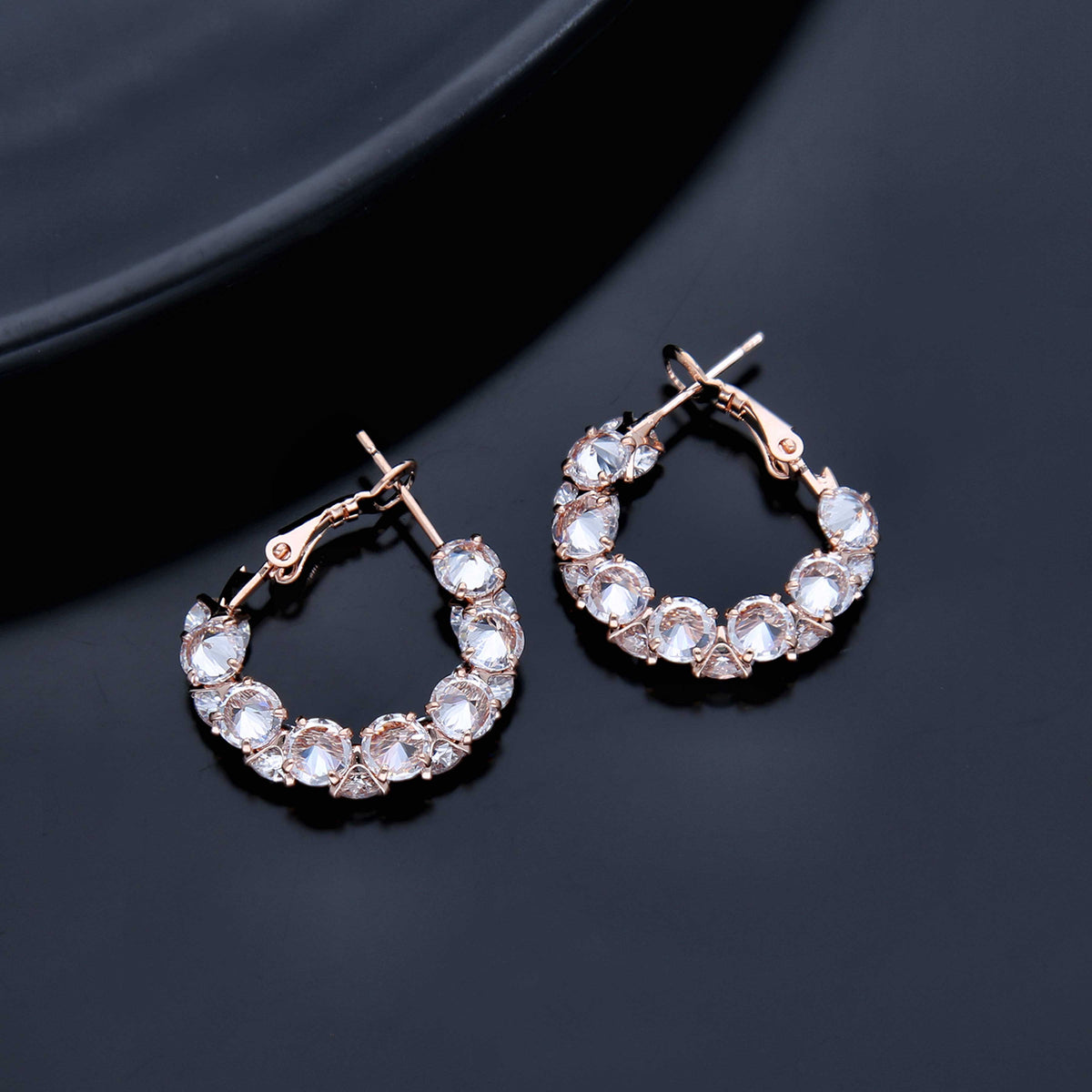 Stylish Rhinestone Crystal Hoop Earring - ESKU301800266