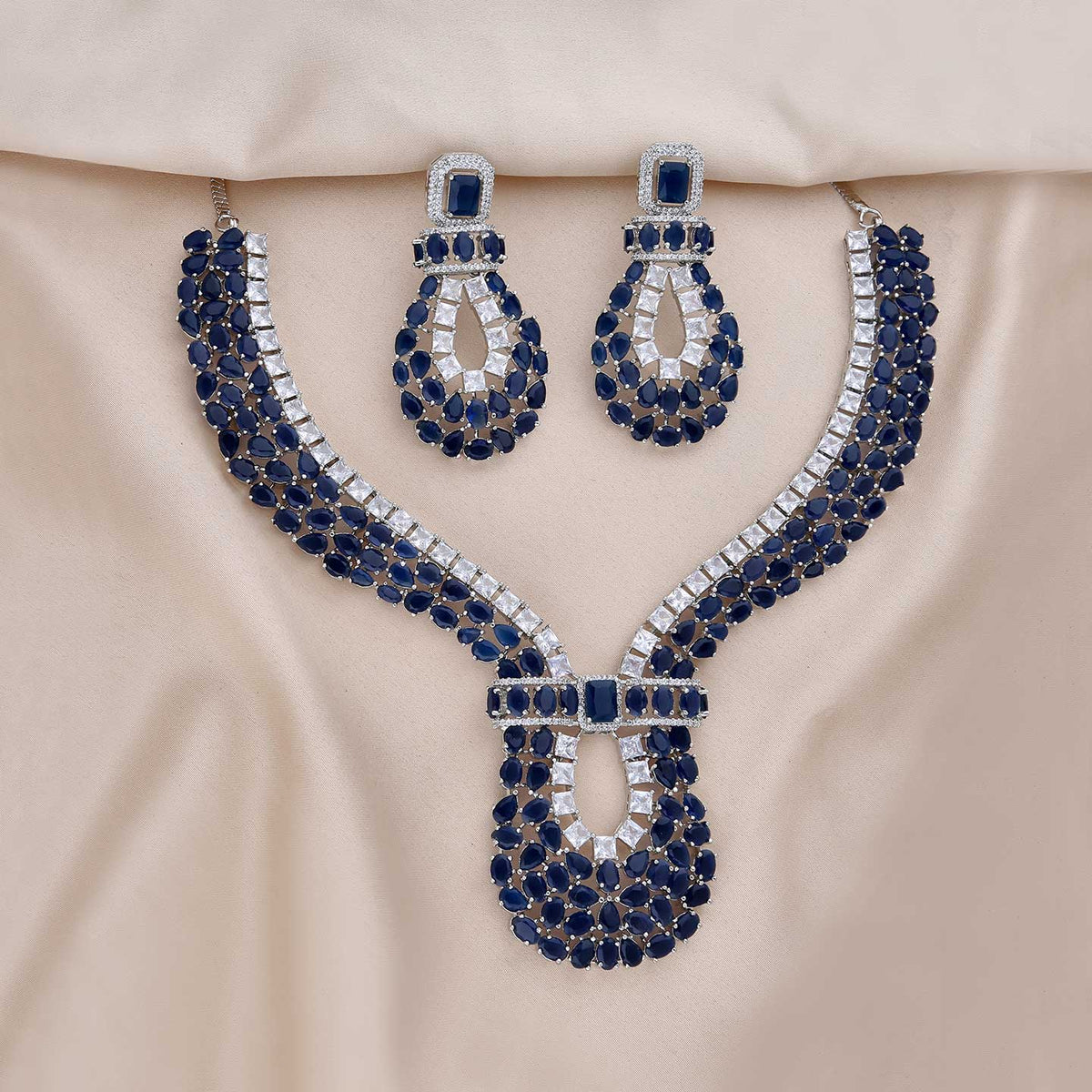 AD Studded Fancy Necklace Set - ESKU301800279