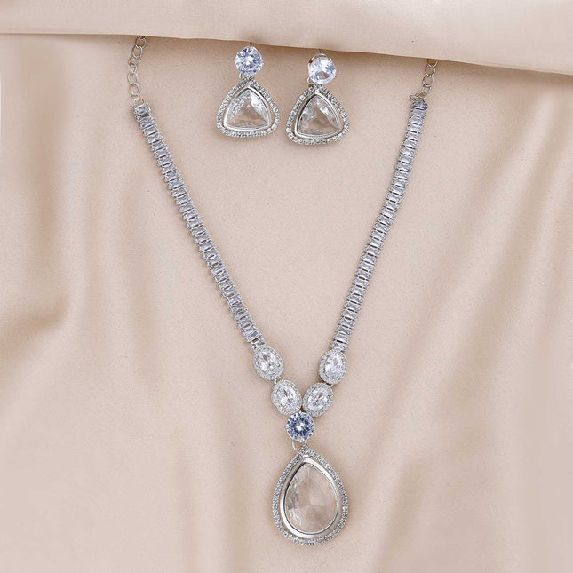 Classic American Diamond Long Necklace Set - ESKU301800295