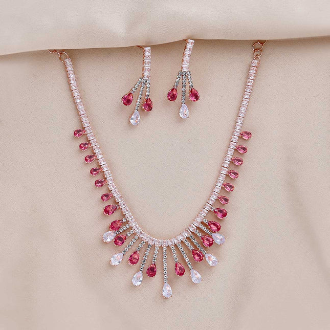 American Diamond CZ Star Crystal necklace set - ESKU301800297