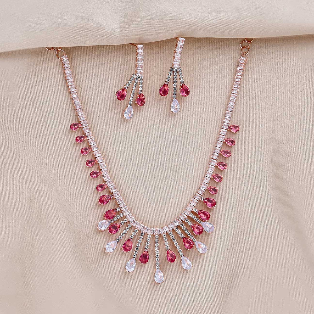 American Diamond CZ Star Crystal necklace set - ESKU301800297