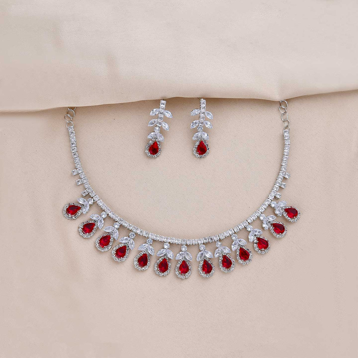 American Diamond Necklace Set for Wedding - ESKU301800298