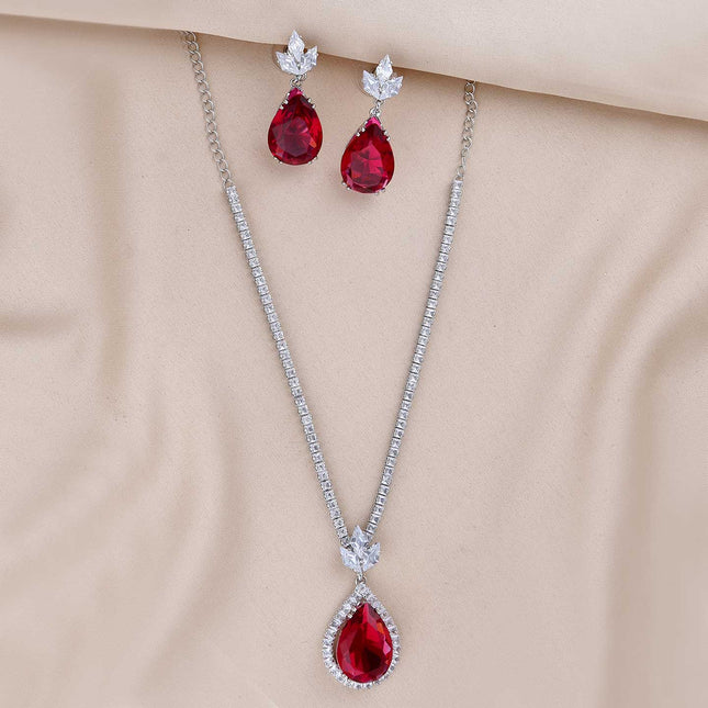 American Diamond Studded Necklace Set - ESKU301800301