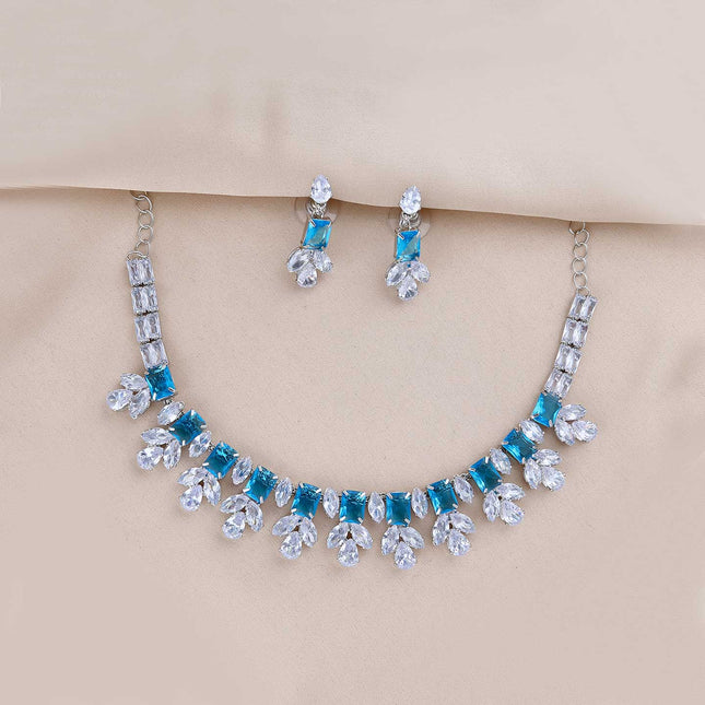 Sparkle Sky Blue Zirconia Necklace set - ESKU301800303