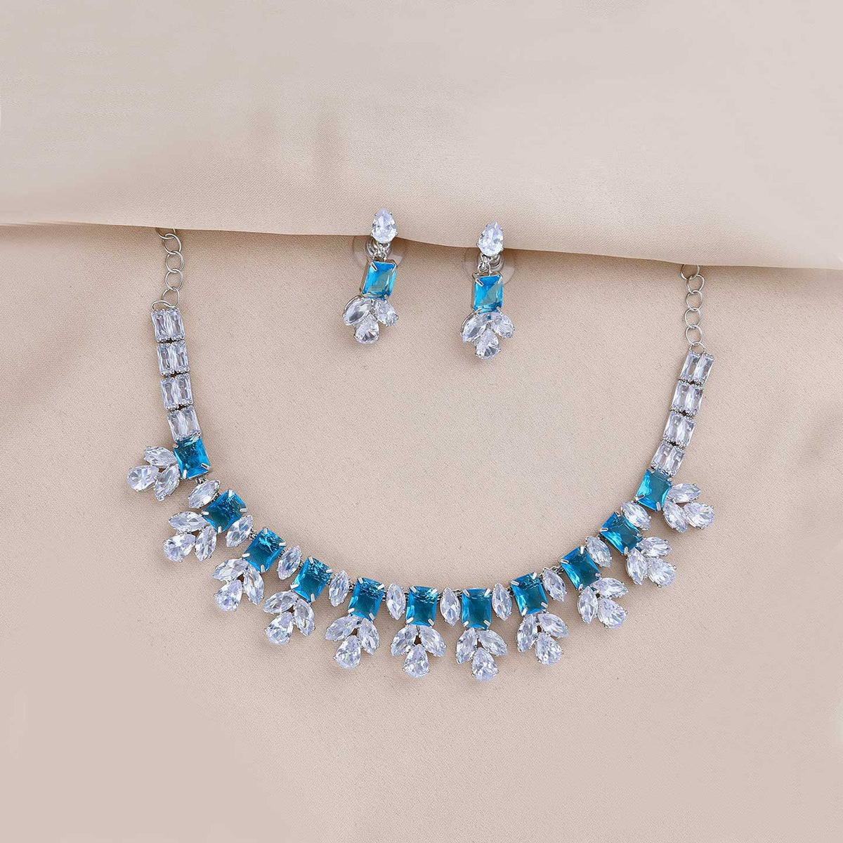 Sparkle Sky Blue Zirconia Necklace set - ESKU301800303