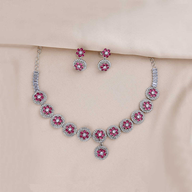 AD Stone Studded Necklace Set - ESKU301800304