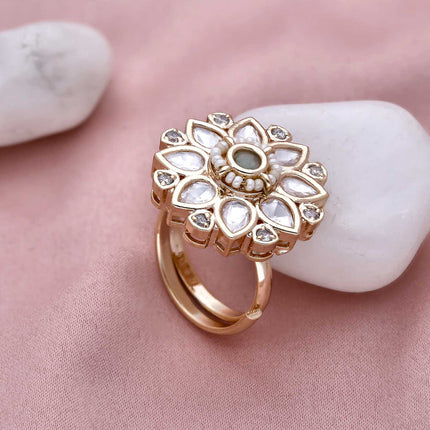 Cz-Studded Adjustable Finger Ring - ESKU301800471