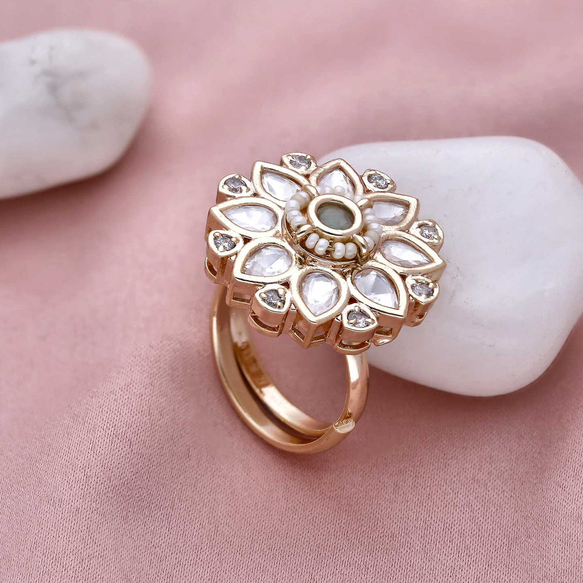 Cz-Studded Adjustable Finger Ring - ESKU301800471