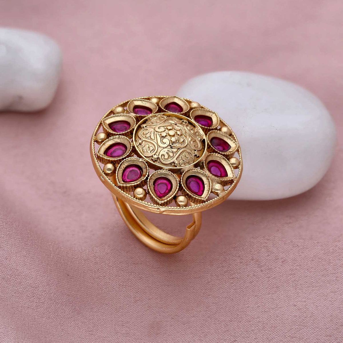 Ad-Studded Adjustable Finger Ring - ESKU301800473
