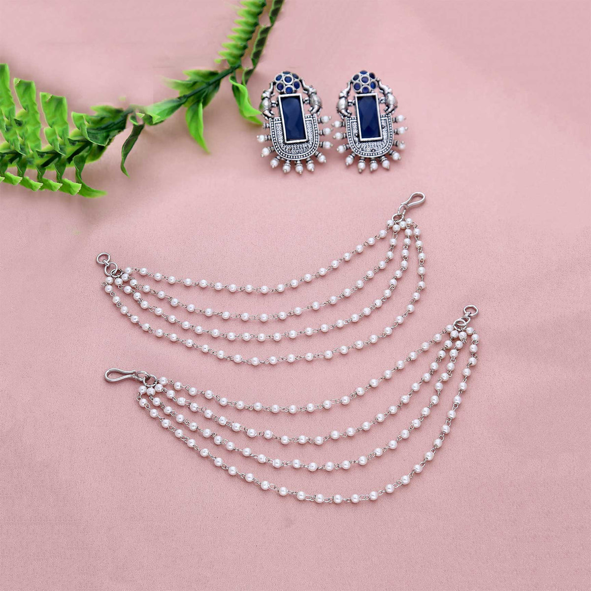 3 Line Kaan Chain With Pearl - ESKU301800538