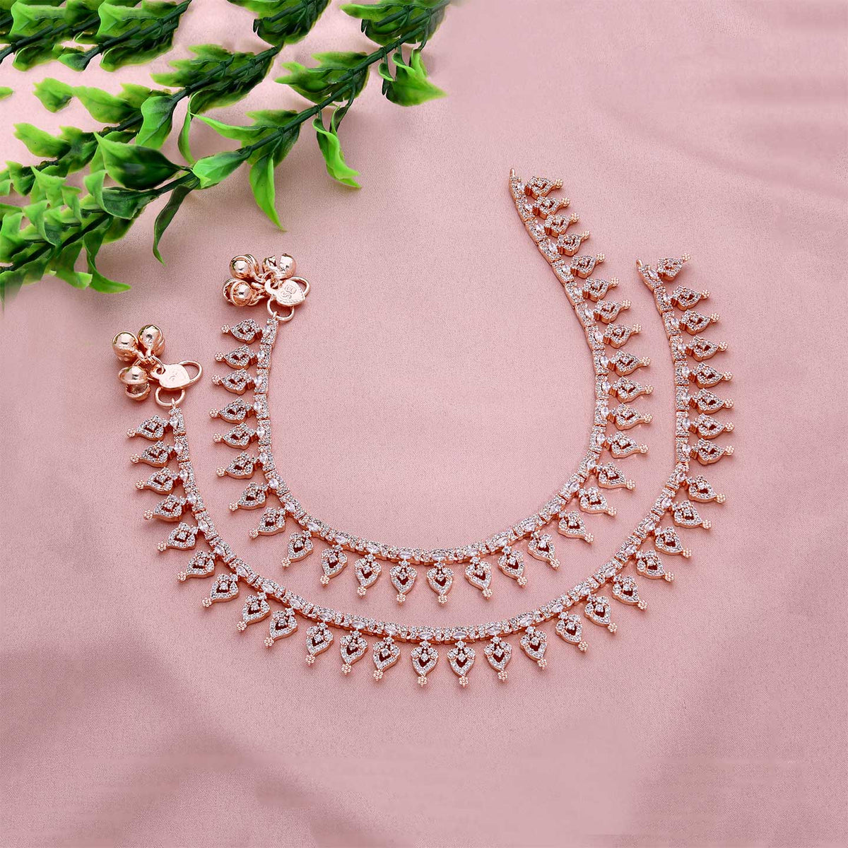 American Diamond Payals In Rose Gold Finish - ESKU301800553
