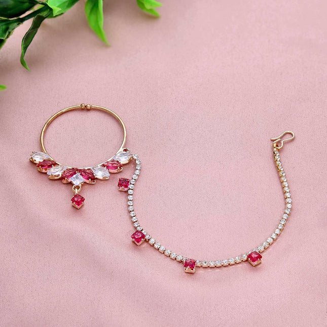 Gold-Plated Stone-Studded Nosepin - ESKU301800589