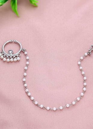 Stone Nose Ring With Pearls - ESKU301800591