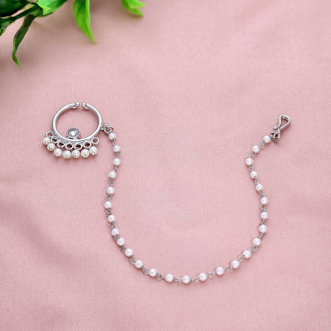 Stone Nose Ring With Pearls - ESKU301800591