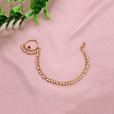 Pearl Chain Nose Ring without Piercing - ESKU301800593