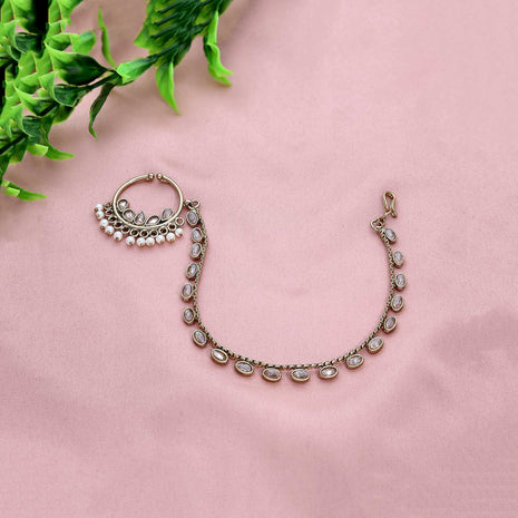 Beaded Nose Ring With Chain - ESKU301800594
