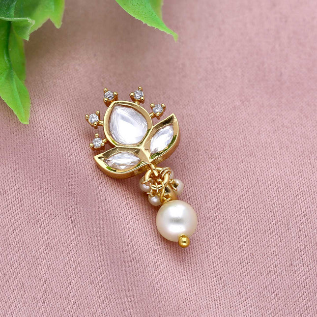 Kundan Pressing Nose Ring With Gold Plating - ESKU301800599