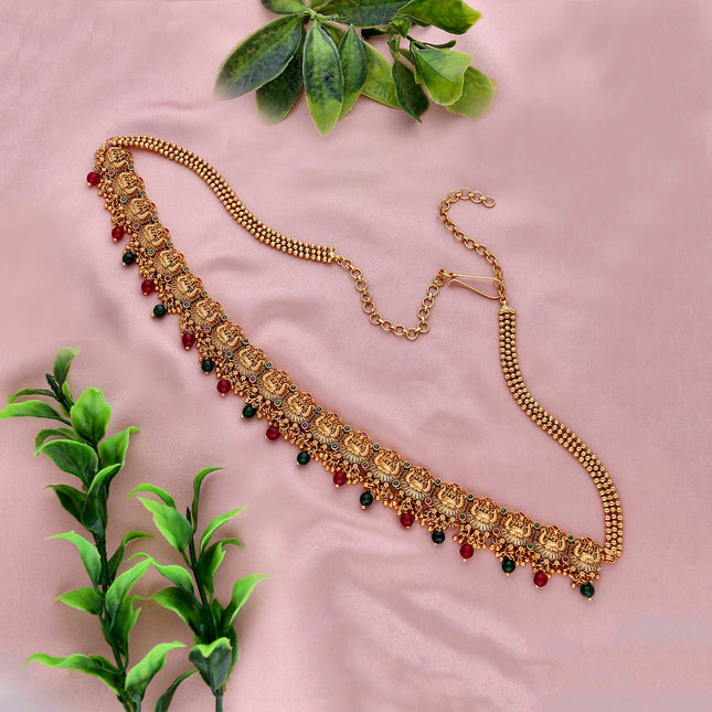 Beautiful Gold Plated Kemps Stone Traditional Waist Hip Belt - ESKU301800691