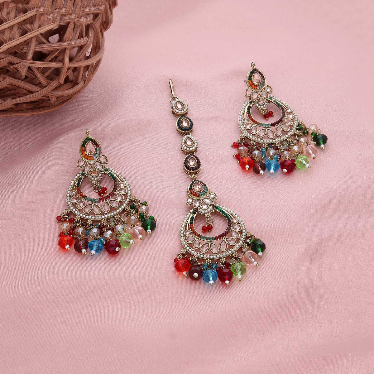 Trending Earring Style With Tikka - ESKU301800724