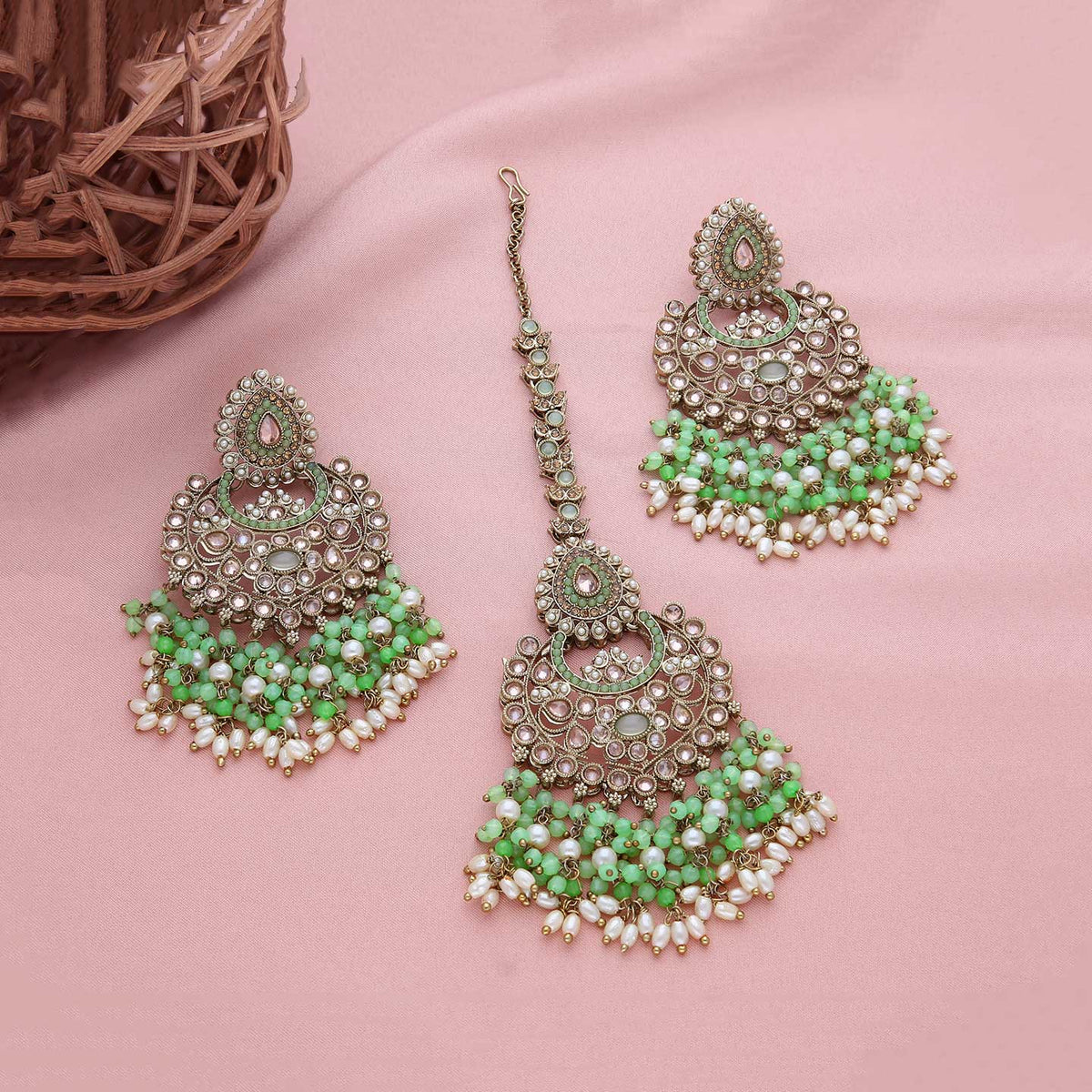 Glamorous Earring With Tikka - ESKU301800727