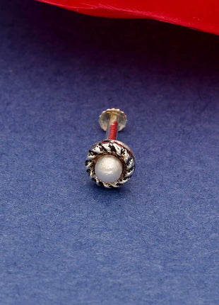 Oxidised Pearl Nose Pin - ESKU301901360