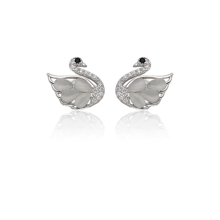 Silver Stone-Studded Stud Earrings
 - ESKU301901375
