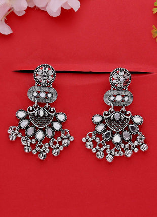Mirror Studded Long Earring - ESKU302101982