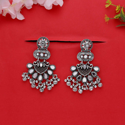 Mirror Studded Long Earring - ESKU302101982