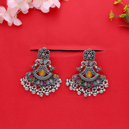 Traditional Oxidized Long Earrings - ESKU302101991