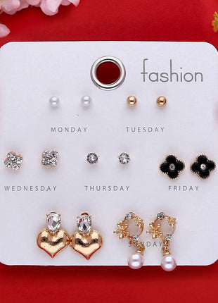 7 Pairs Fashion Pearl Earrings - ESKU302102024