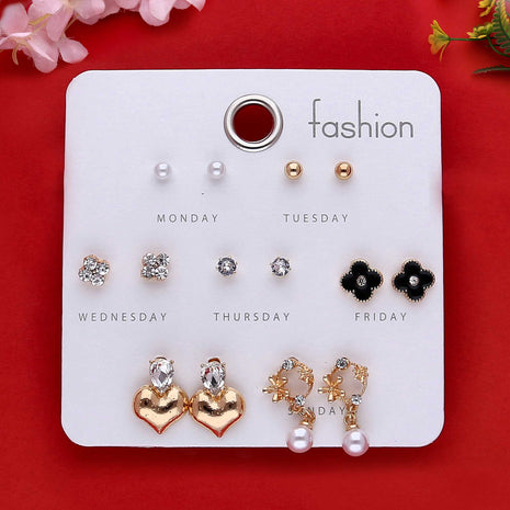 7 Pairs Fashion Pearl Earrings - ESKU302102024