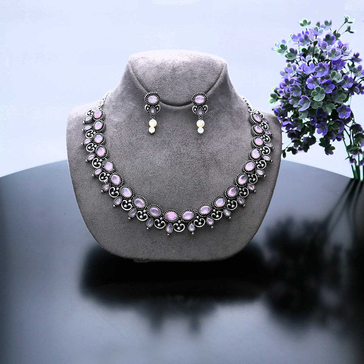 Premium Quality Oxidised Necklace Set - ESKU302102032