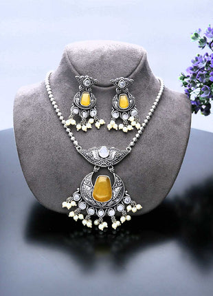 Oxidized Pendant Earring Set - ESKU302102033