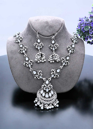 Stylish Long Multicolour Oxidised Necklace Set - ESKU302102039