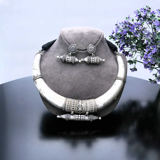 Trendy Traditional Oxidised Necklace Set - ESKU302102041