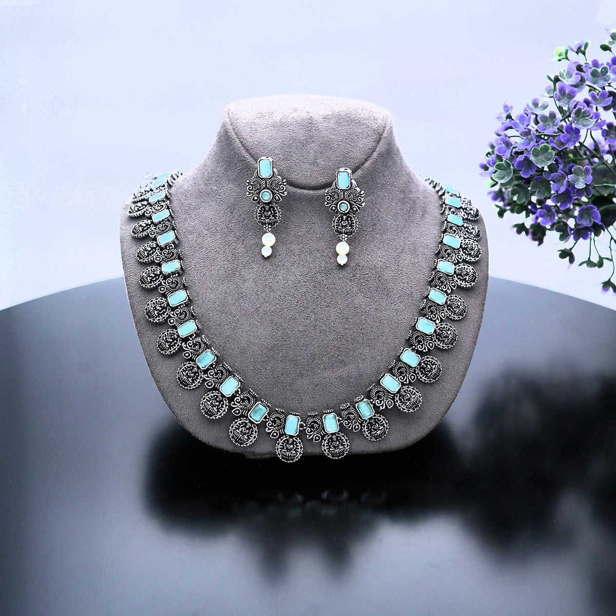 Beautiful Trendy Oxidised Necklace Set - ESKU302102044