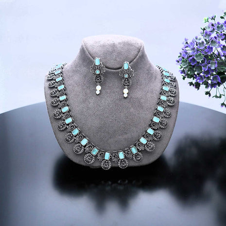 Beautiful Trendy Oxidised Necklace Set - ESKU302102044