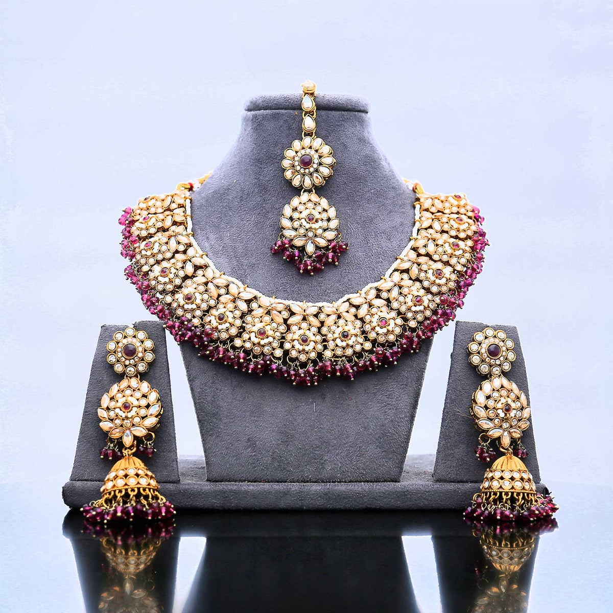 Crystal & Pearls Beaded Jewellery Set - ESKU302102046