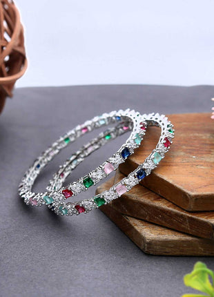 Colourful Designer Cz Bangles - ESKU302102132