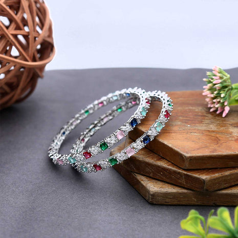 Colourful Designer Cz Bangles - ESKU302102132
