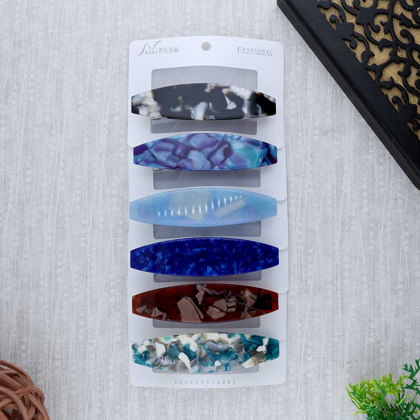 Marble Textured Hair Clip - ESKU302303036