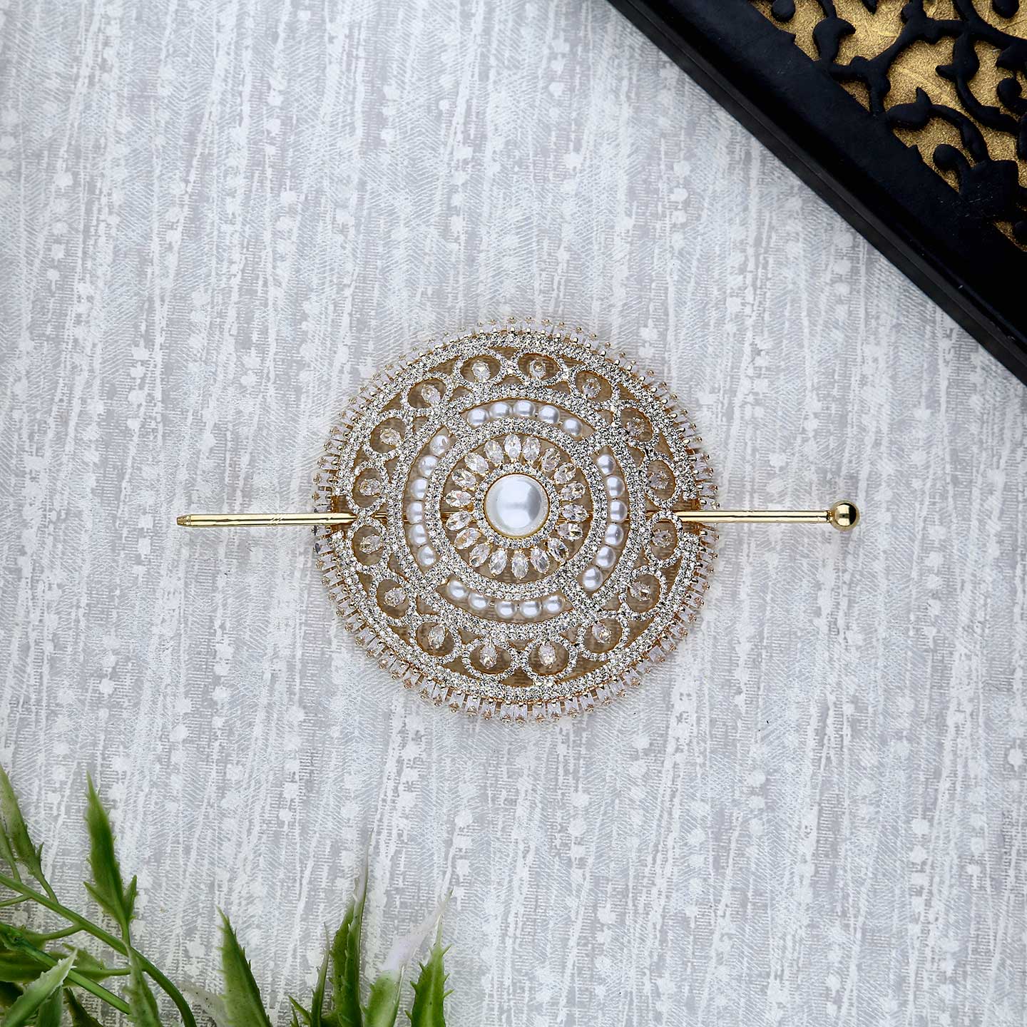 AD Stone Floral Jada Bun - ESKU302303041