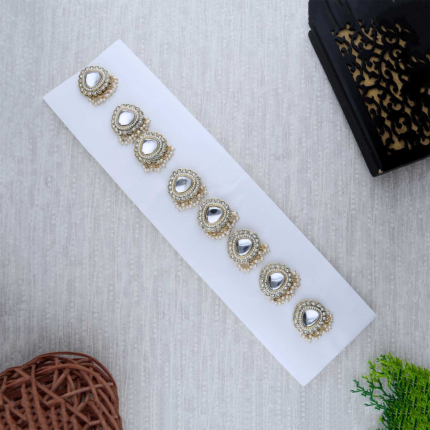 Kundan Pearl Hair Hook - ESKU302303045