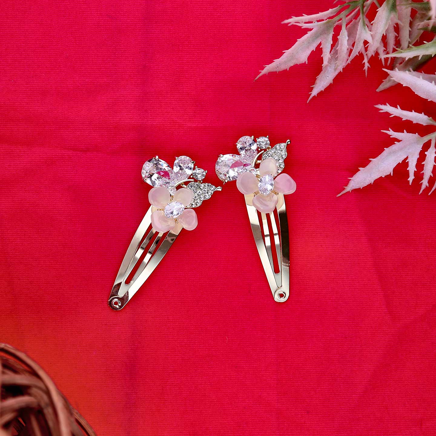 Crystal Flower Tik Tak Pins - ESKU302303048