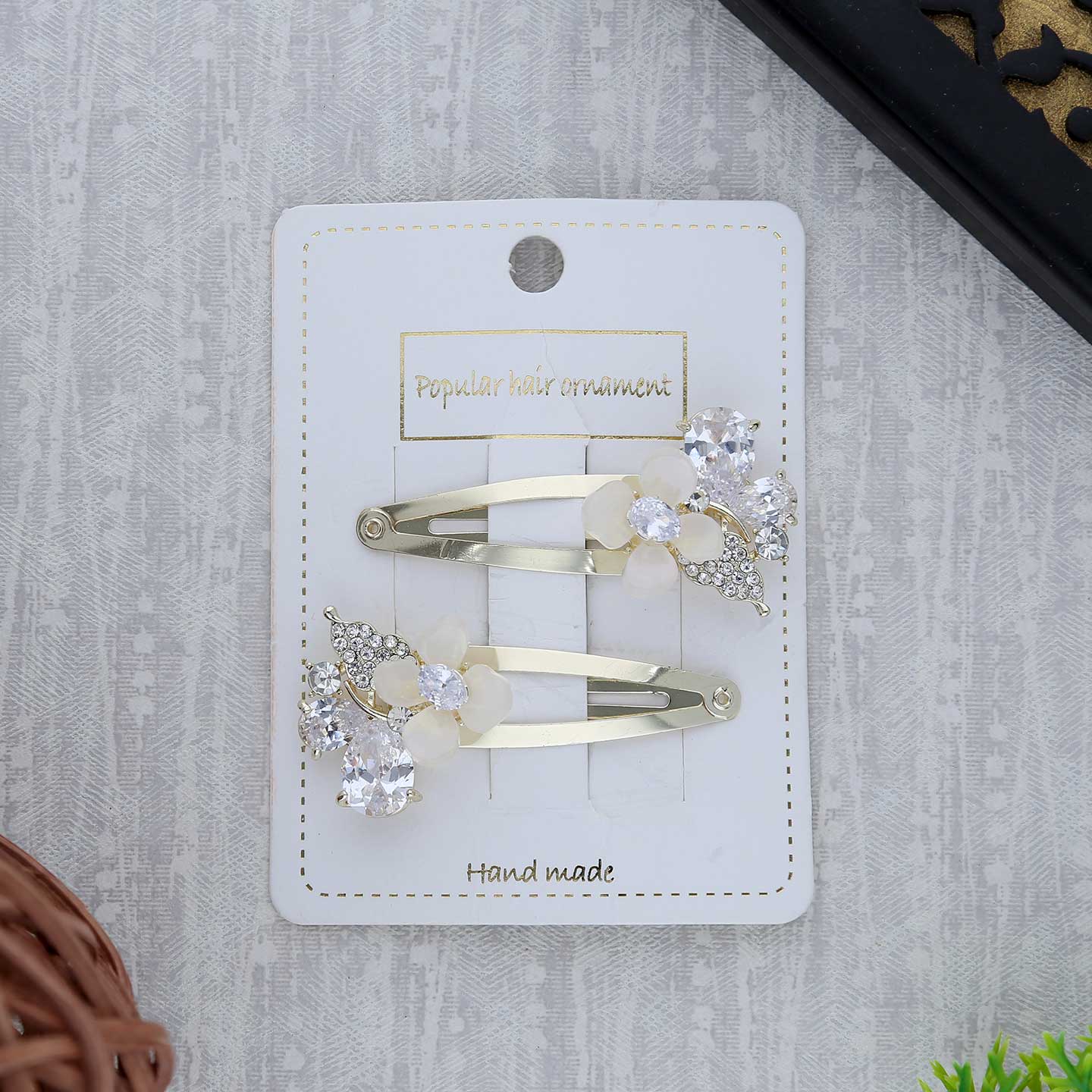 Crystal Flower Tik Tak Pins - ESKU302303048