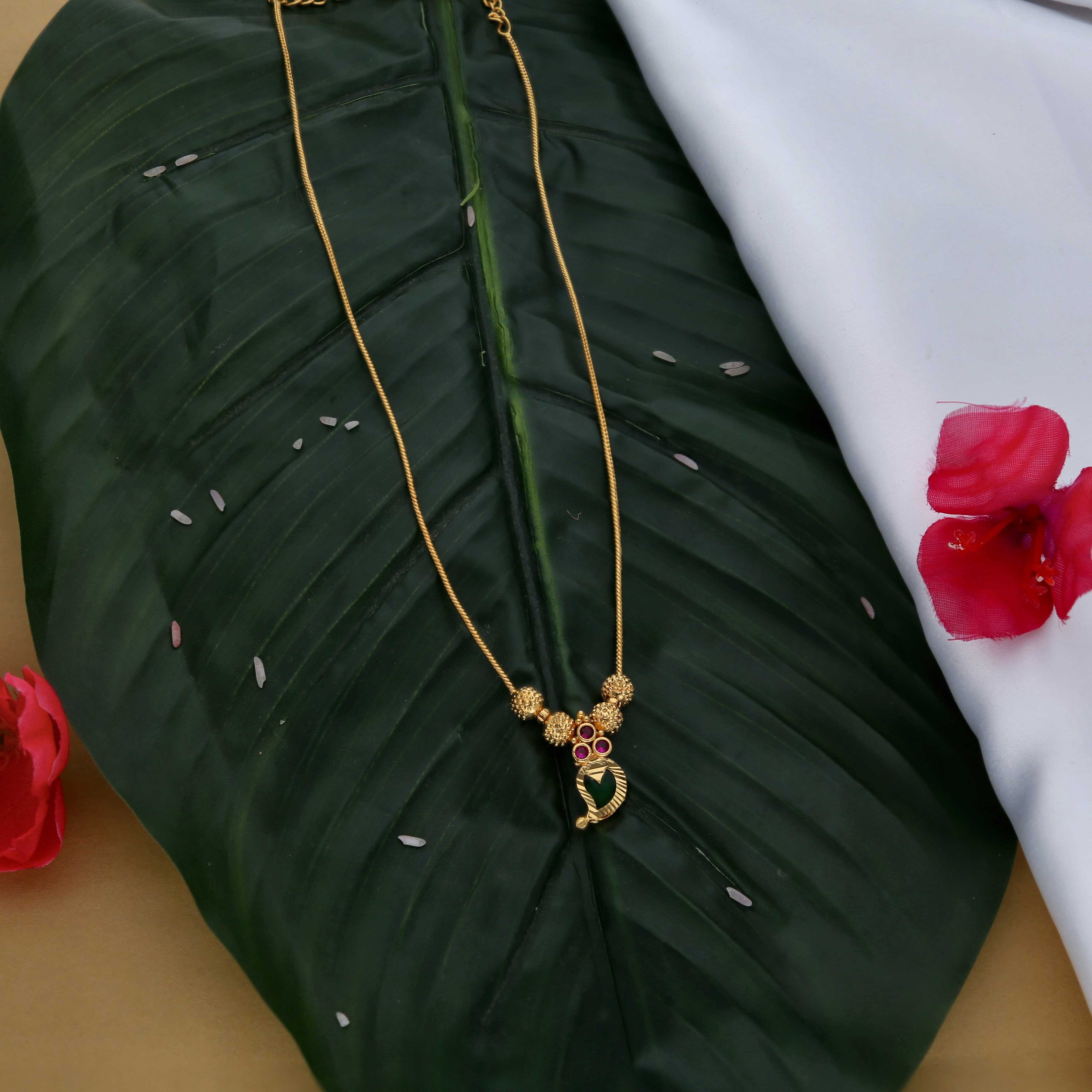 Mango Shaped Palakka Necklace - ESKU302303086