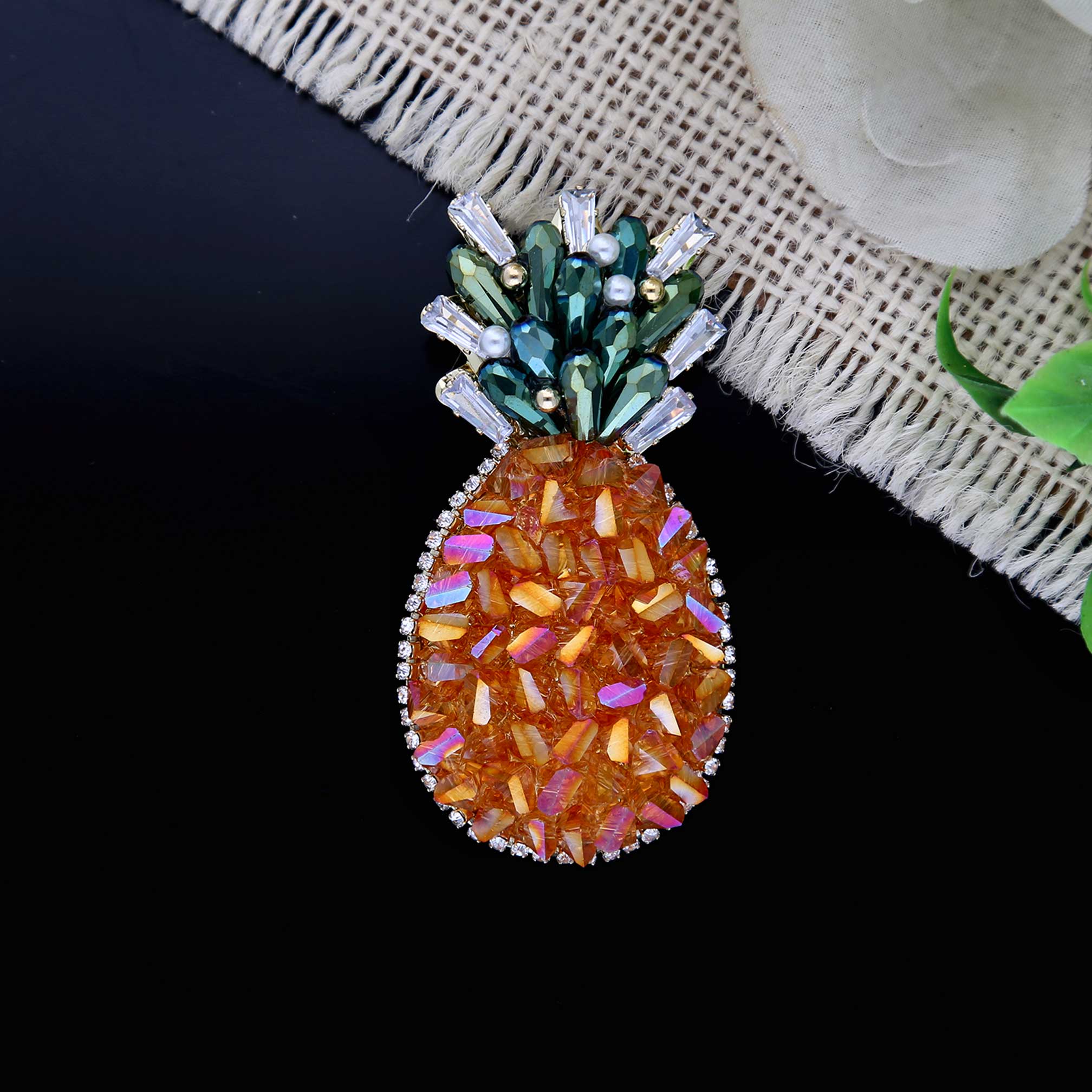 Handmade Crystal Pineapple Brooches - ESKU302303140